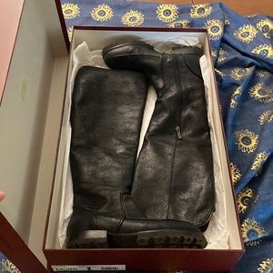 8.5 Donald/Pliner black distressed calf length boots